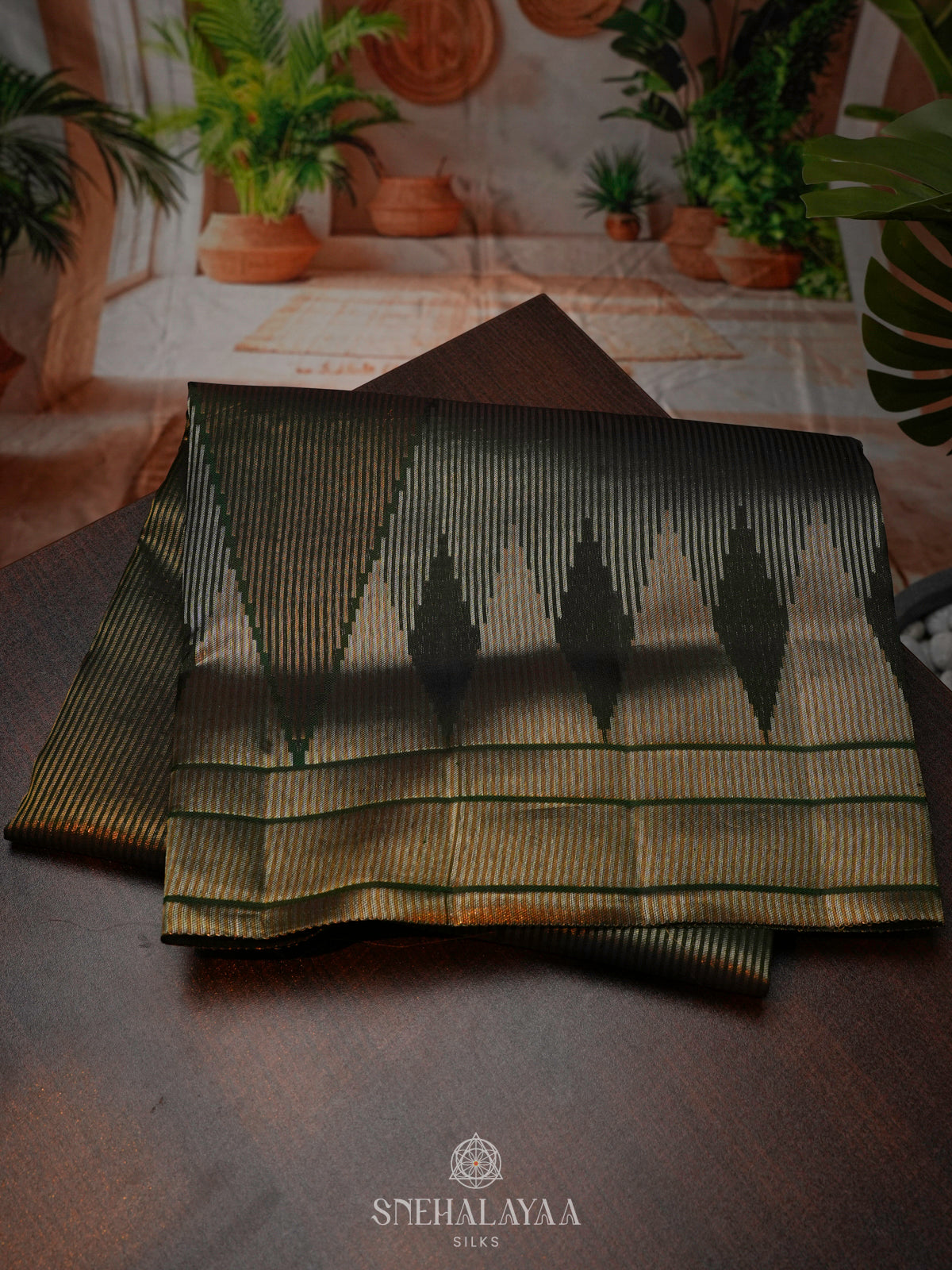 Forest Green Kanjivaram Silk Saree