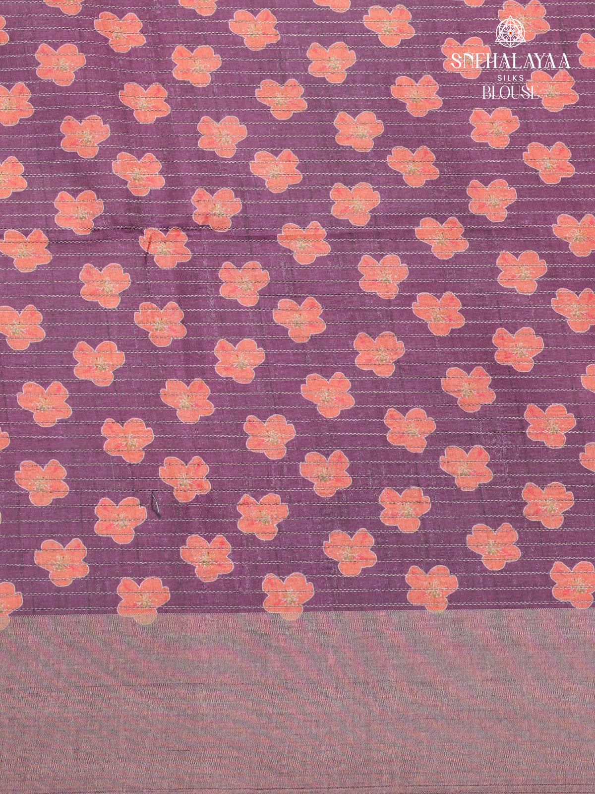 Purple Floral Printed Tussar Saree