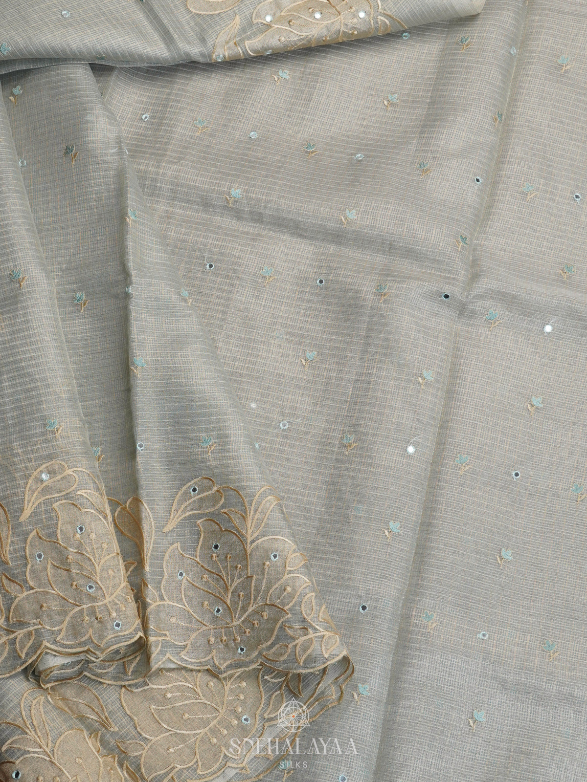 Grey Tissue Kota Saree