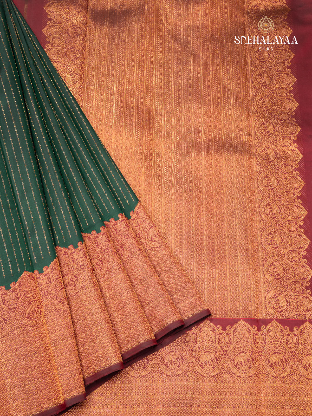 Bottle Green Kanjivaram Silk Saree