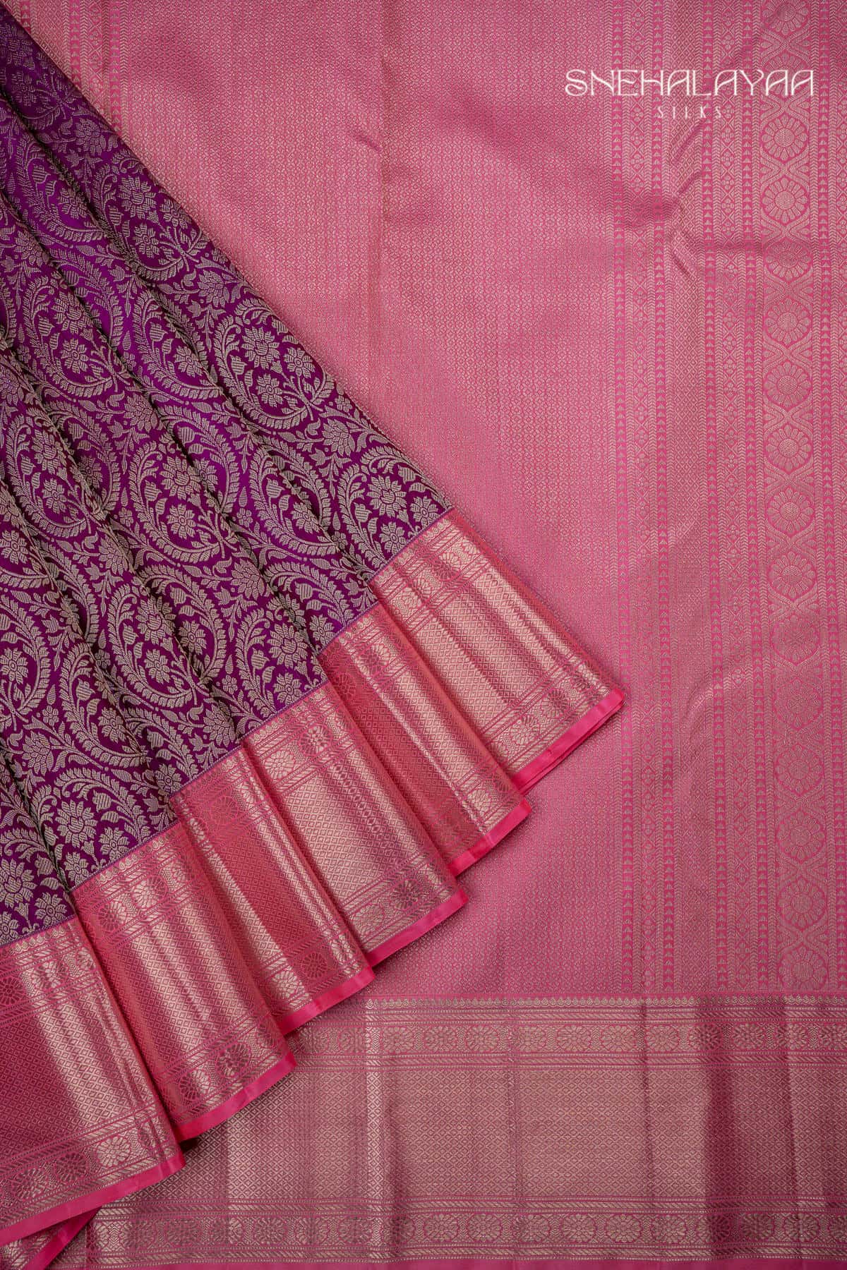 Dark Purple Kancheevaram Wedding Silk Saree