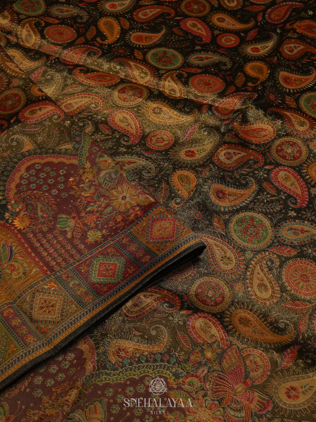 Olive Green Banaras Silk Saree