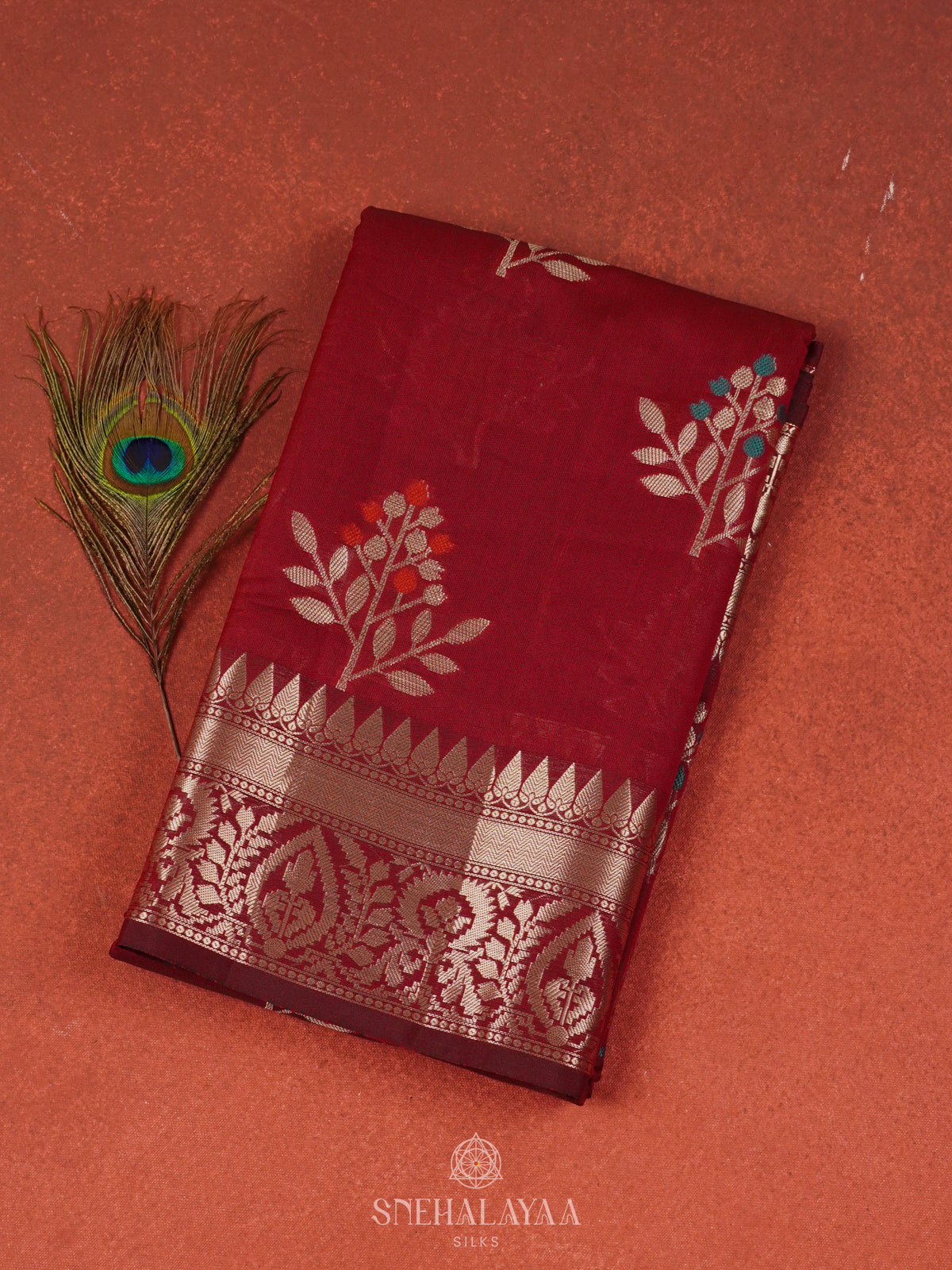 Maroon Banaras Silk Saree