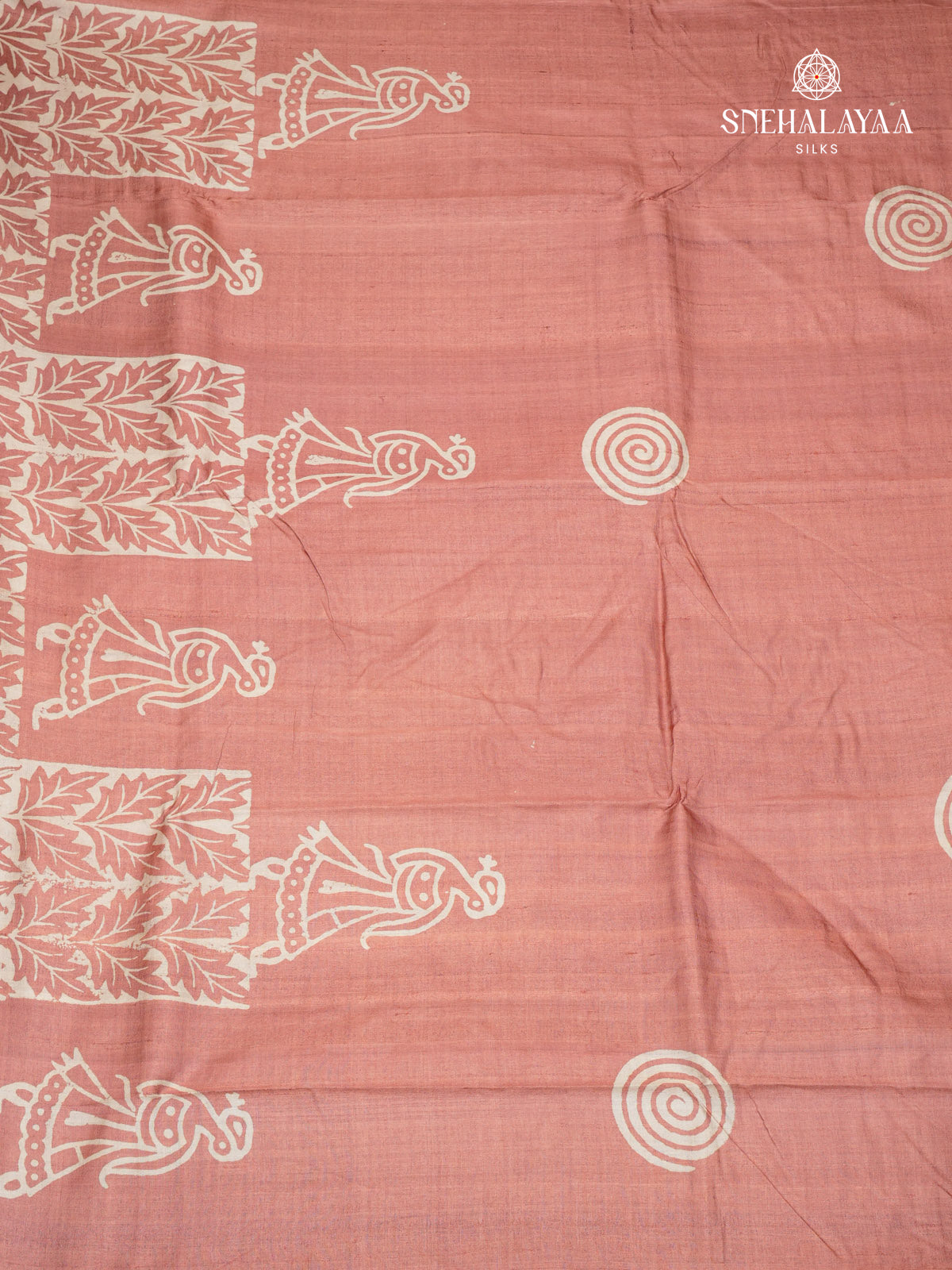 Beige Tussar Silk Saree