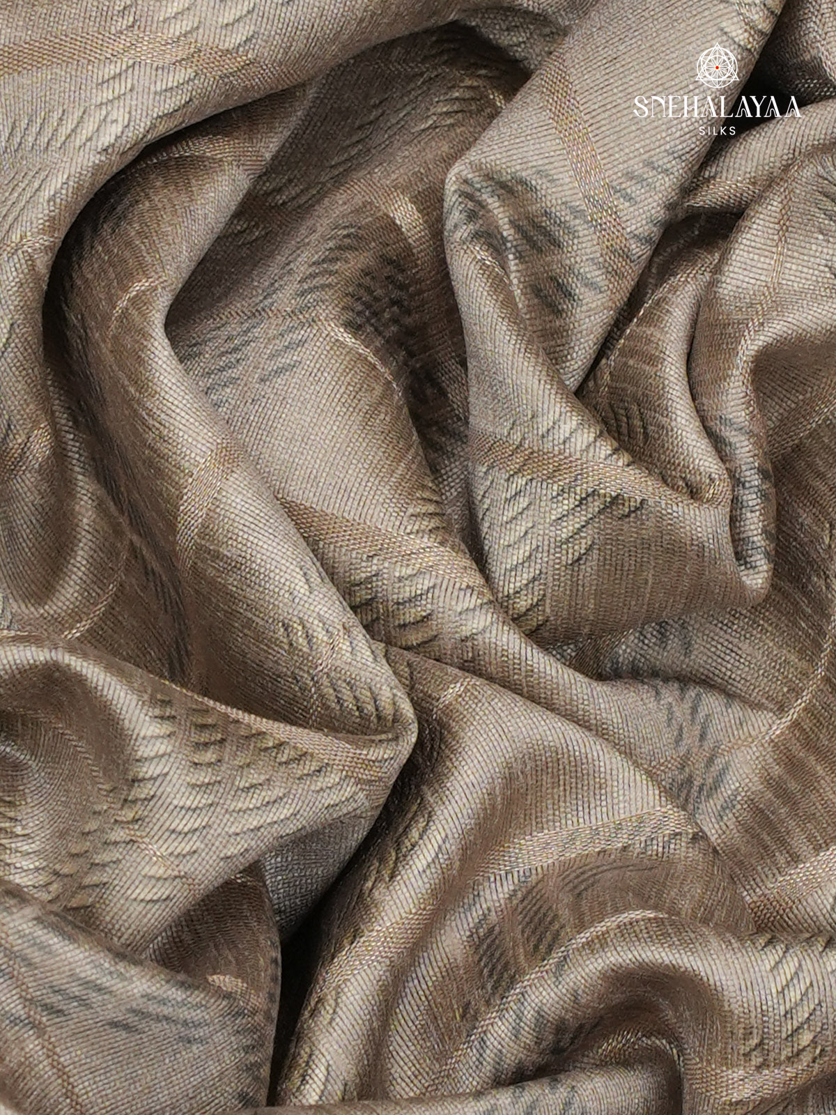 Grey Floral Printed Tussar Saree