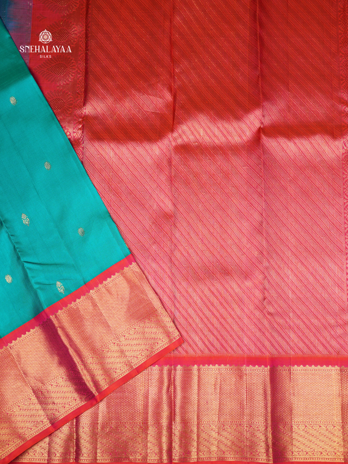 Teal Blue Kanjivaram Silk Saree
