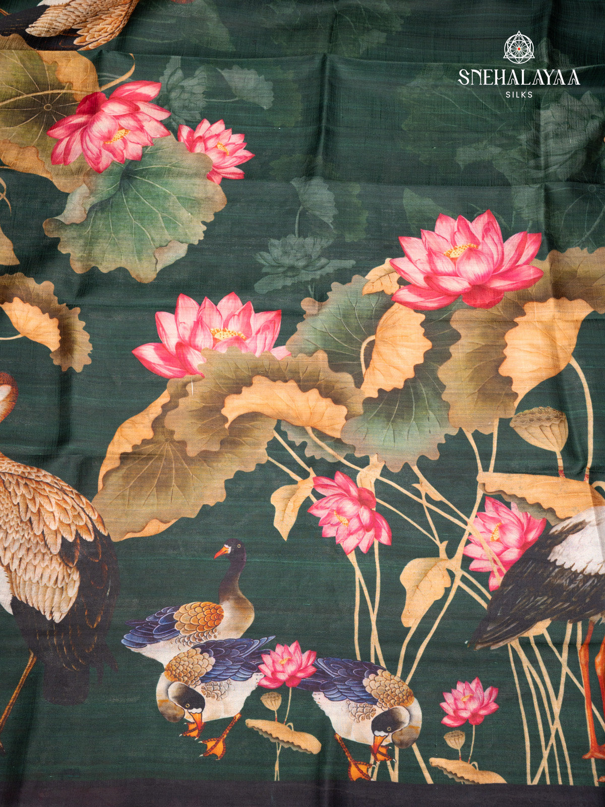 Green Printed Tussar Saree