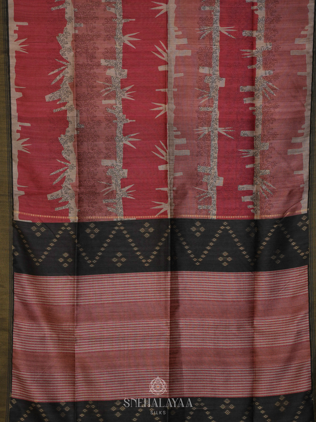 Maroon Jute Saree