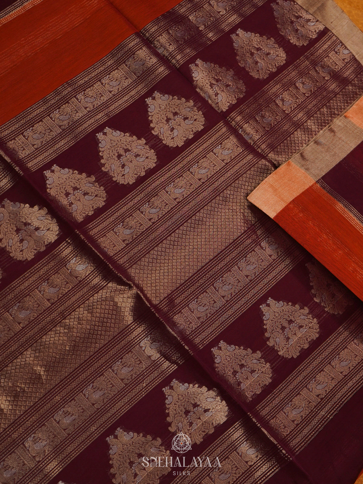 Orange Kora Silk Cotton Saree