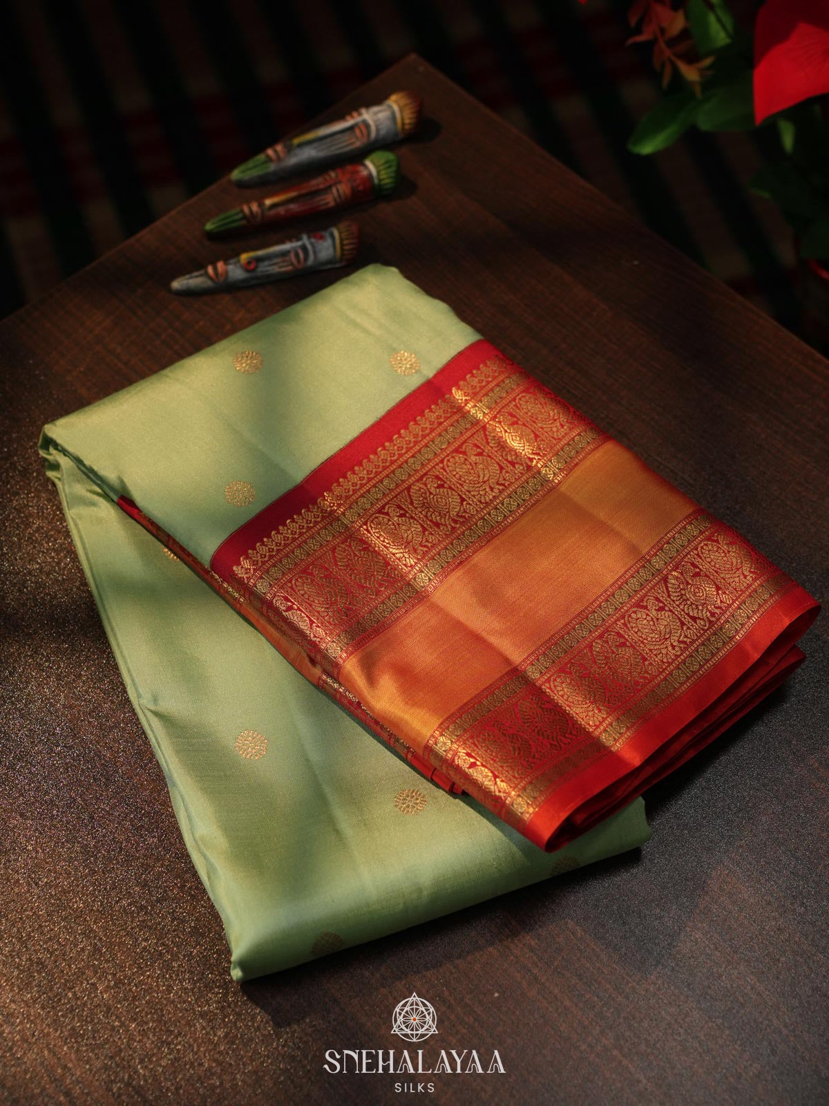 Pista Green Kanjivaram Silk Saree