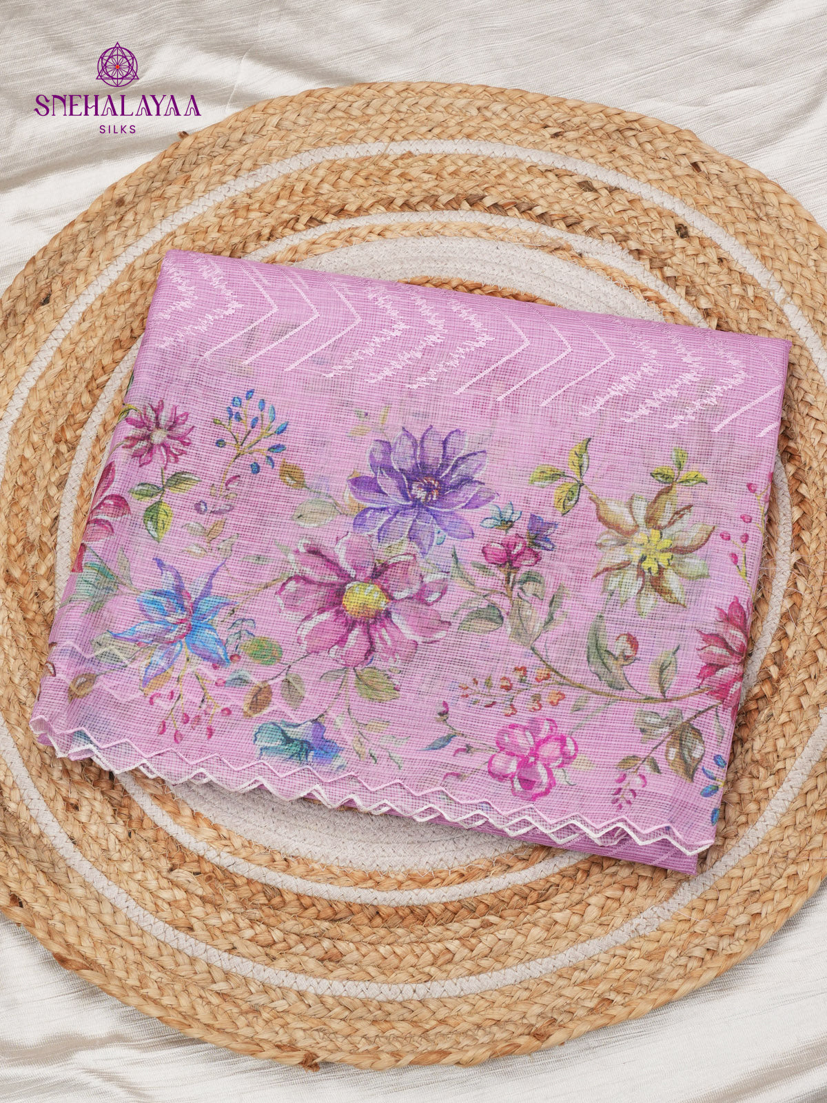 Lavender Kota Embroidery Saree