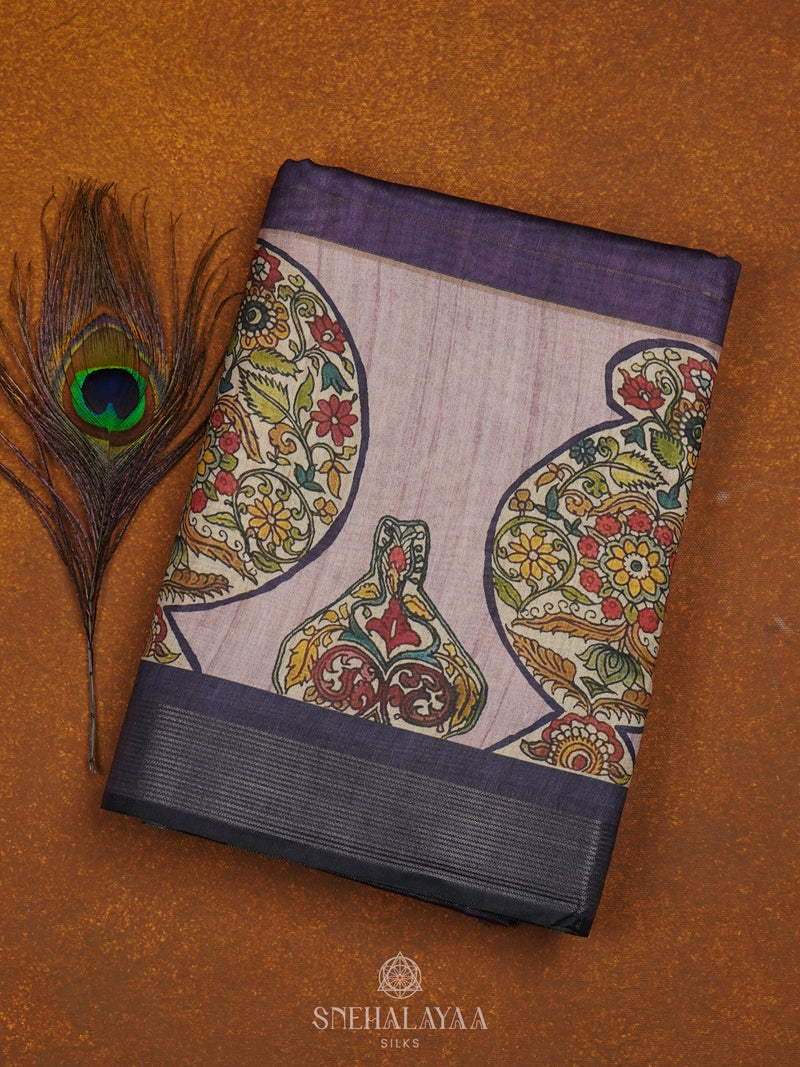 Purple Munga Tussar Saree