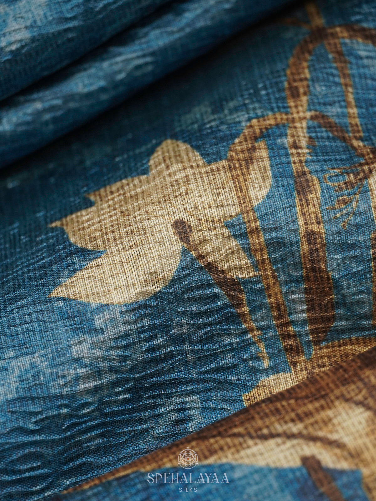 Teal Blue Tussar Saree