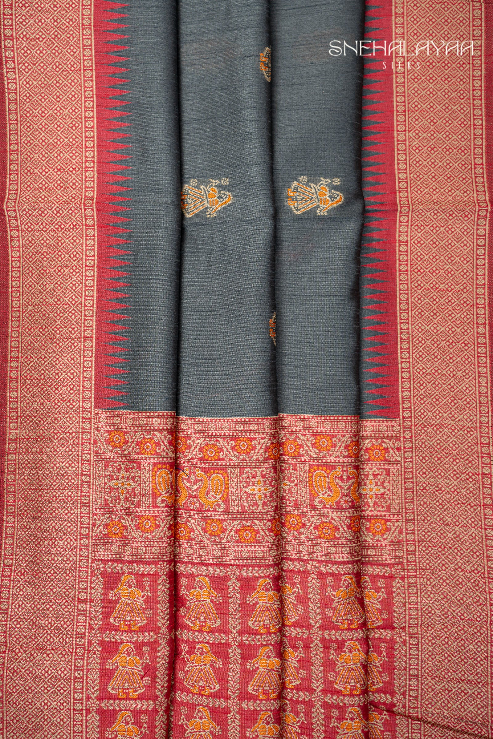 Grey Raw Silk Saree