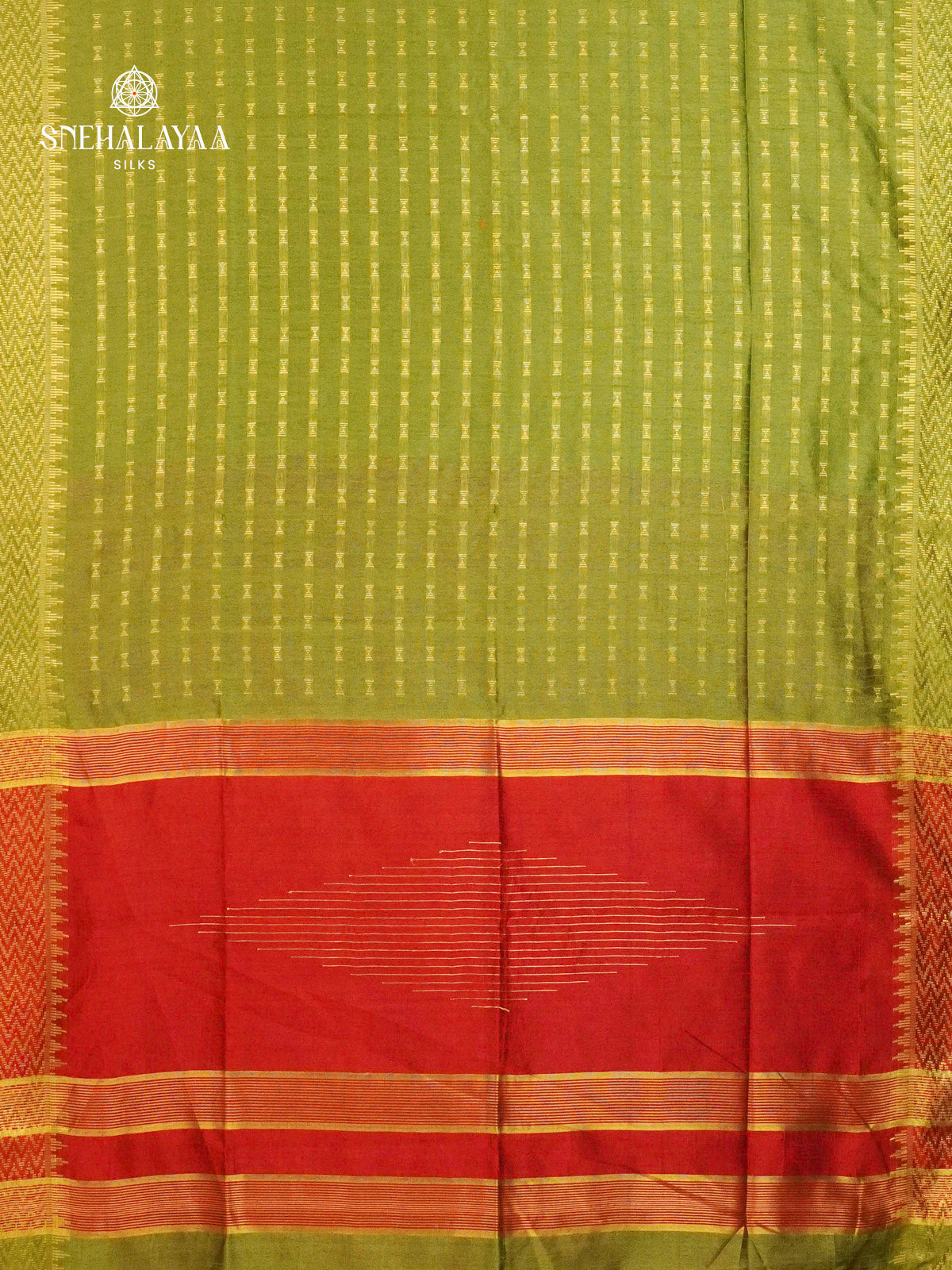 Olive Green Bamboo Silk Saree