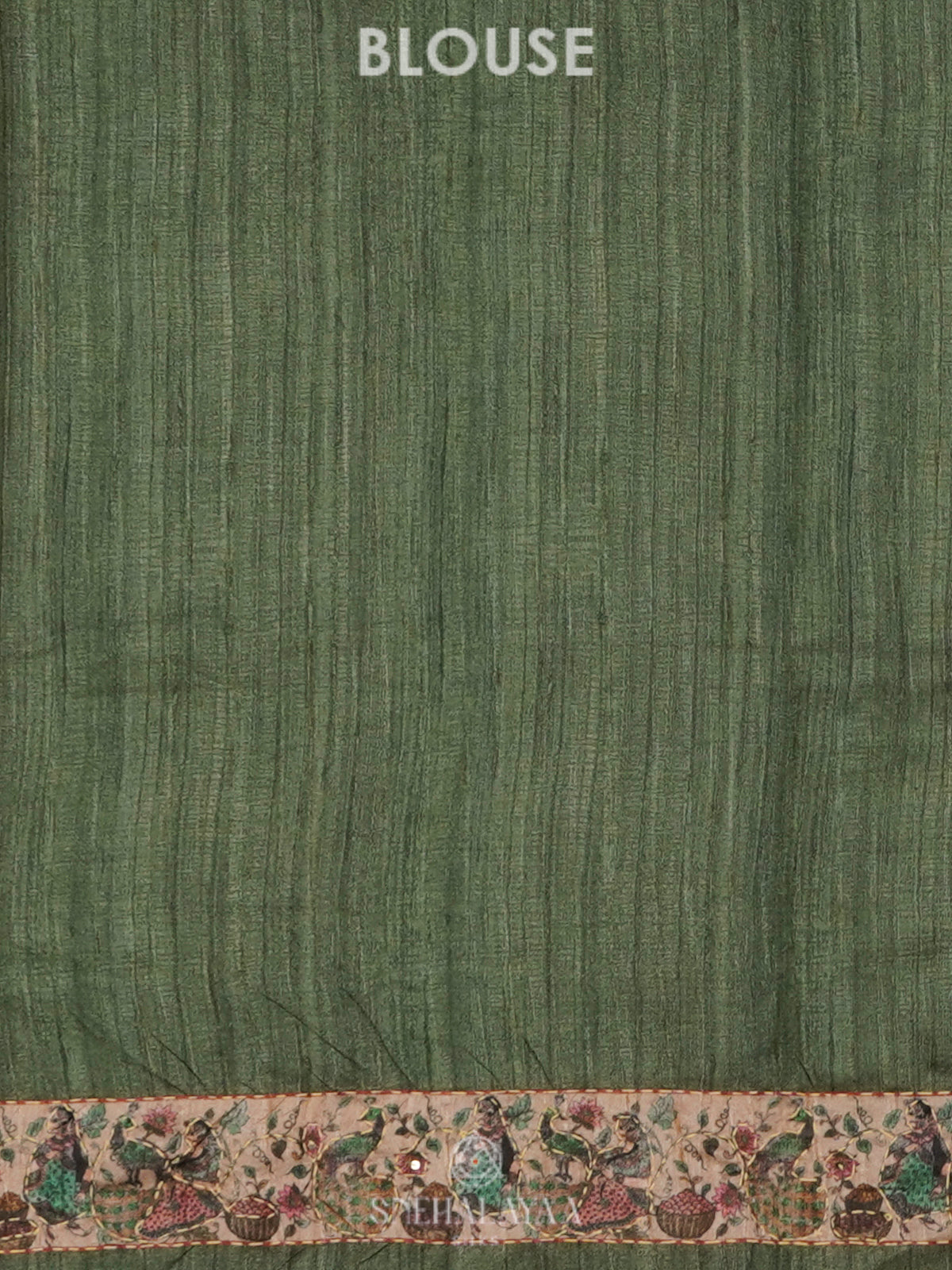Green Tussar Embroidery Saree