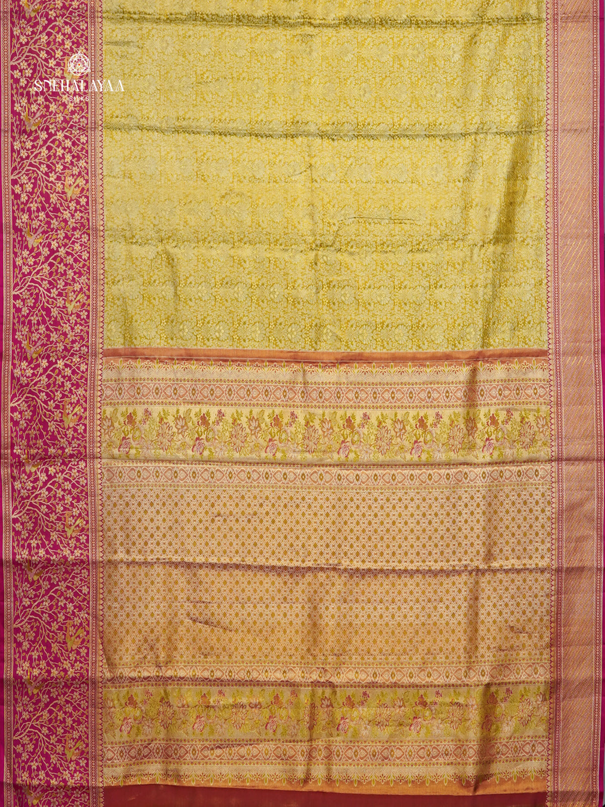 Lime Green Kanjivaram Silk Saree