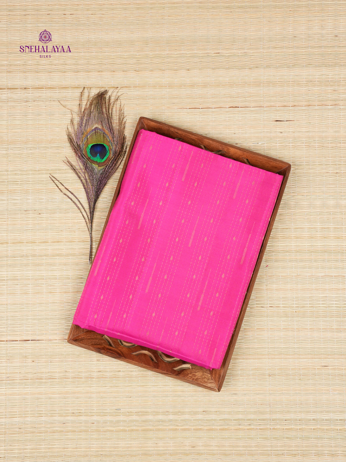 Rani Pink Borderless Kanjivaram Soft Silk Saree