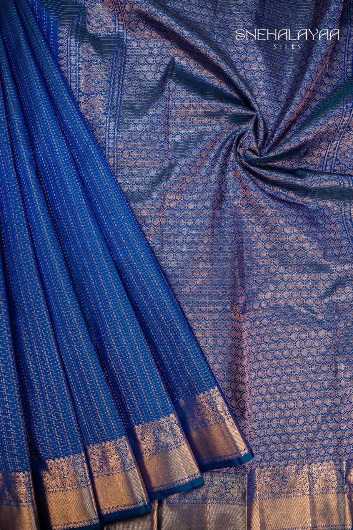 Admiral Blue Kancheevaram Silk Saree