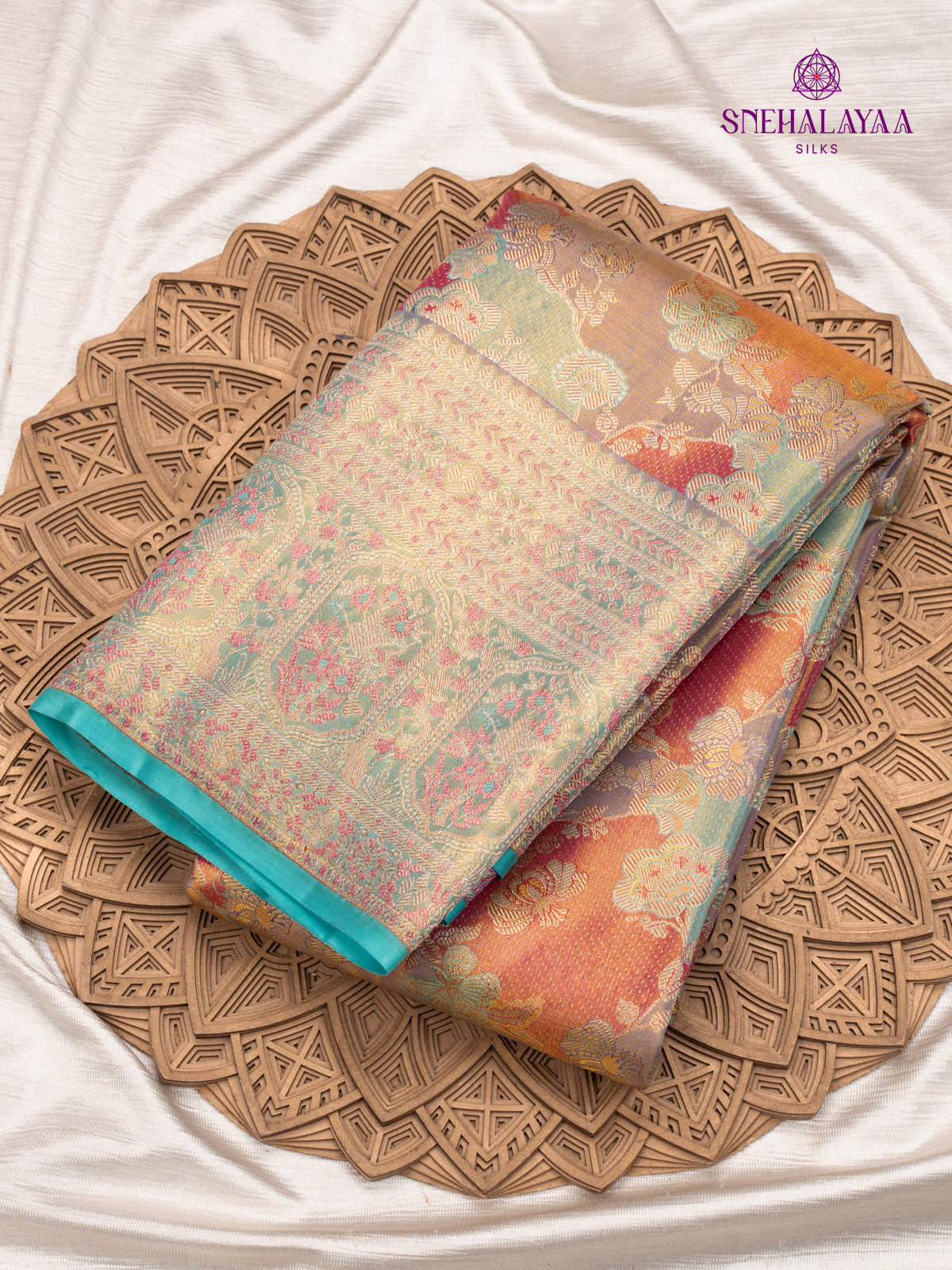 Peach Pink Tissue Kanjivaram Silk Saree