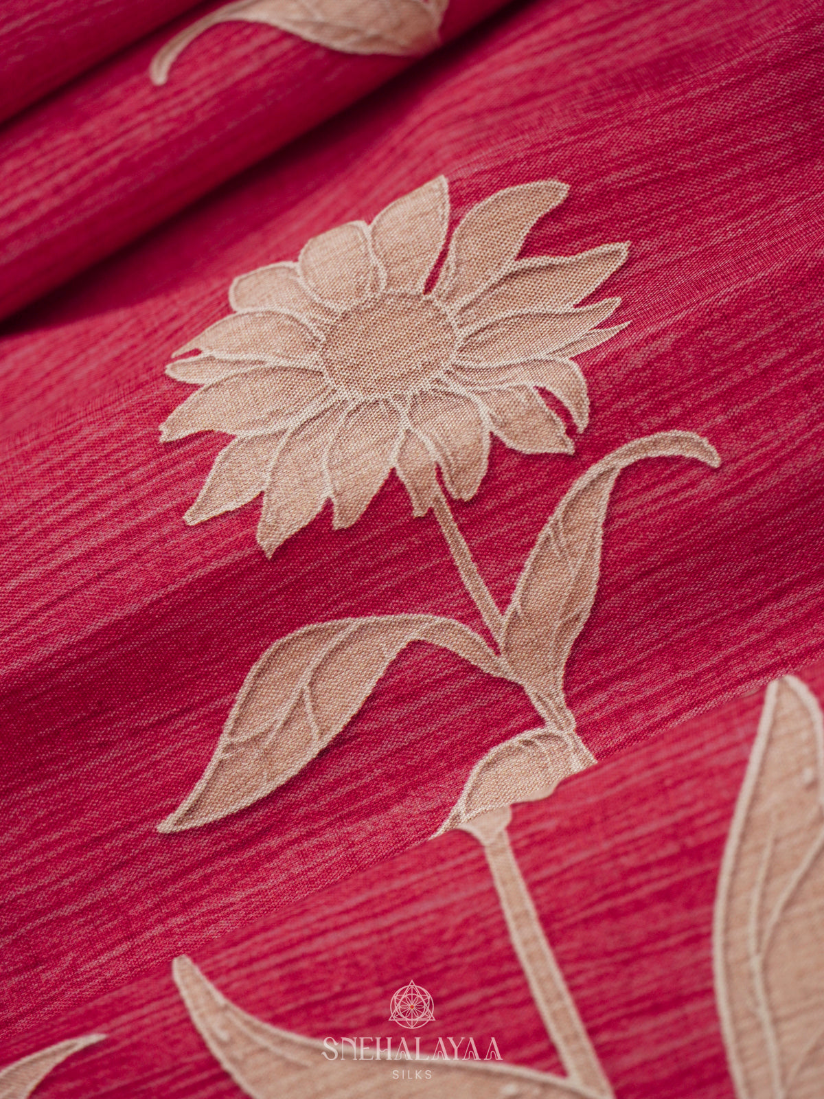 Pink Printed Dola Silk Saree