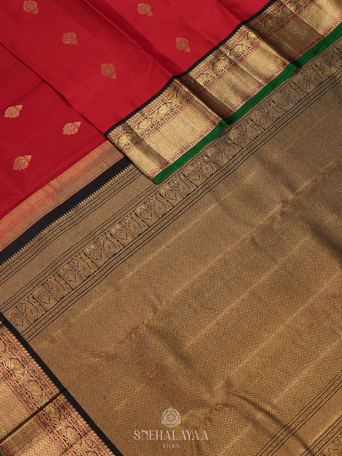 Tomato Red Kanjivaram Silk Saree