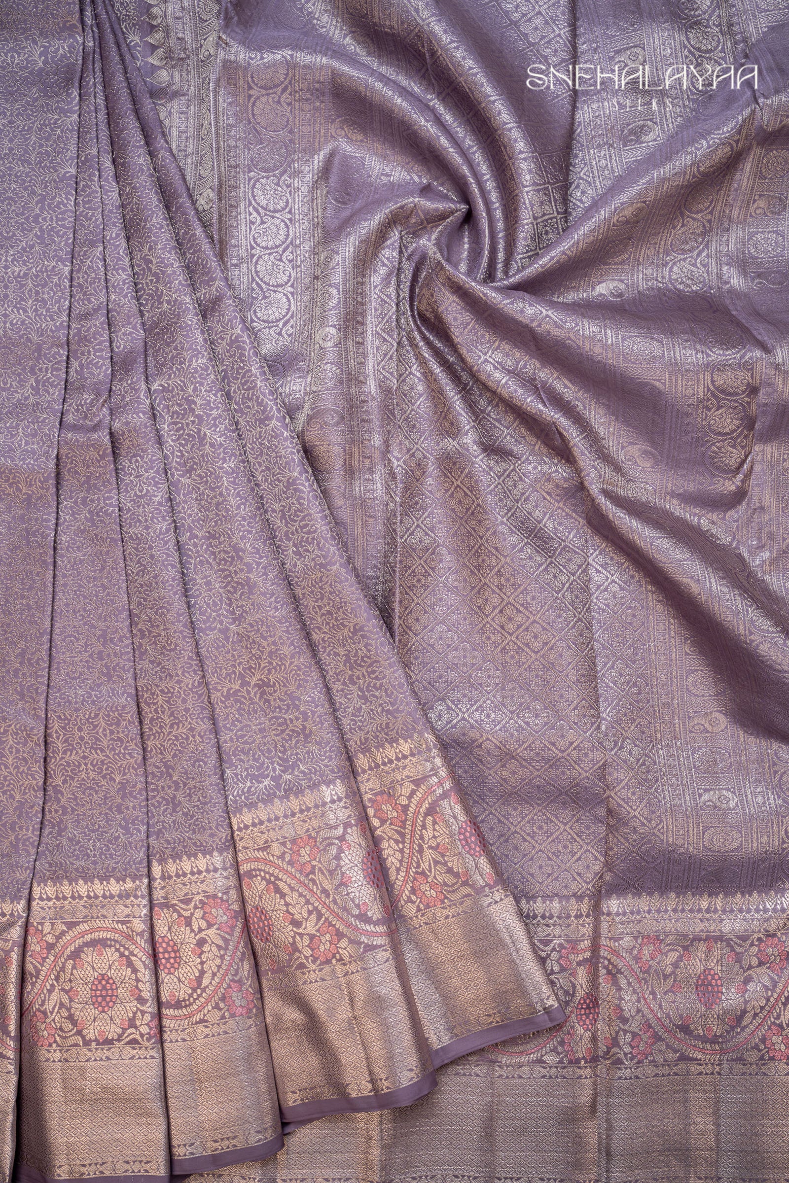 Mauve Purple Kancheevaram Silk Saree