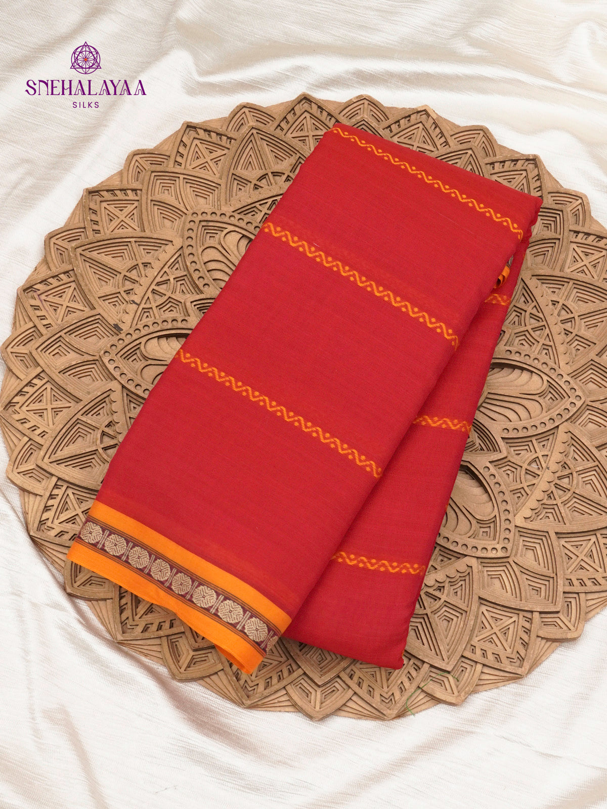 Rust Orange Narayanpet Cotton Saree
