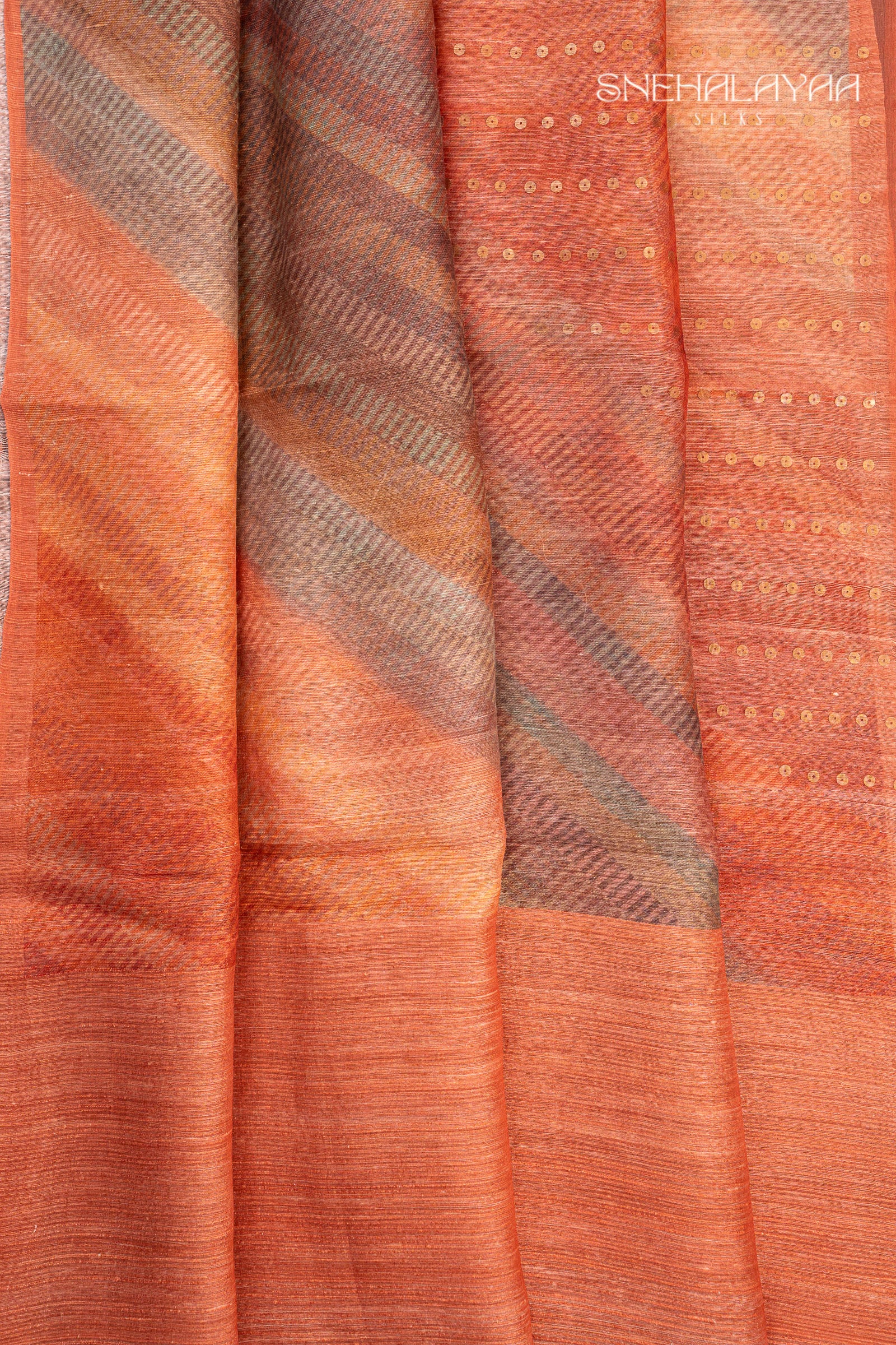 Coral Pink Matka Silk Saree