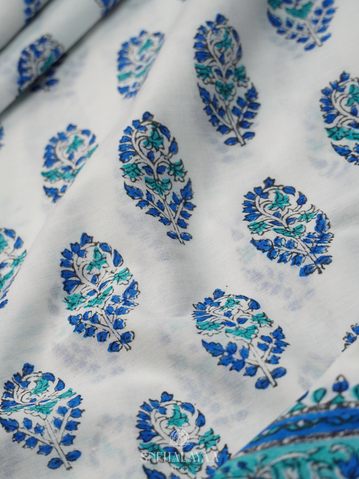 White Jaipur Cotton Saree