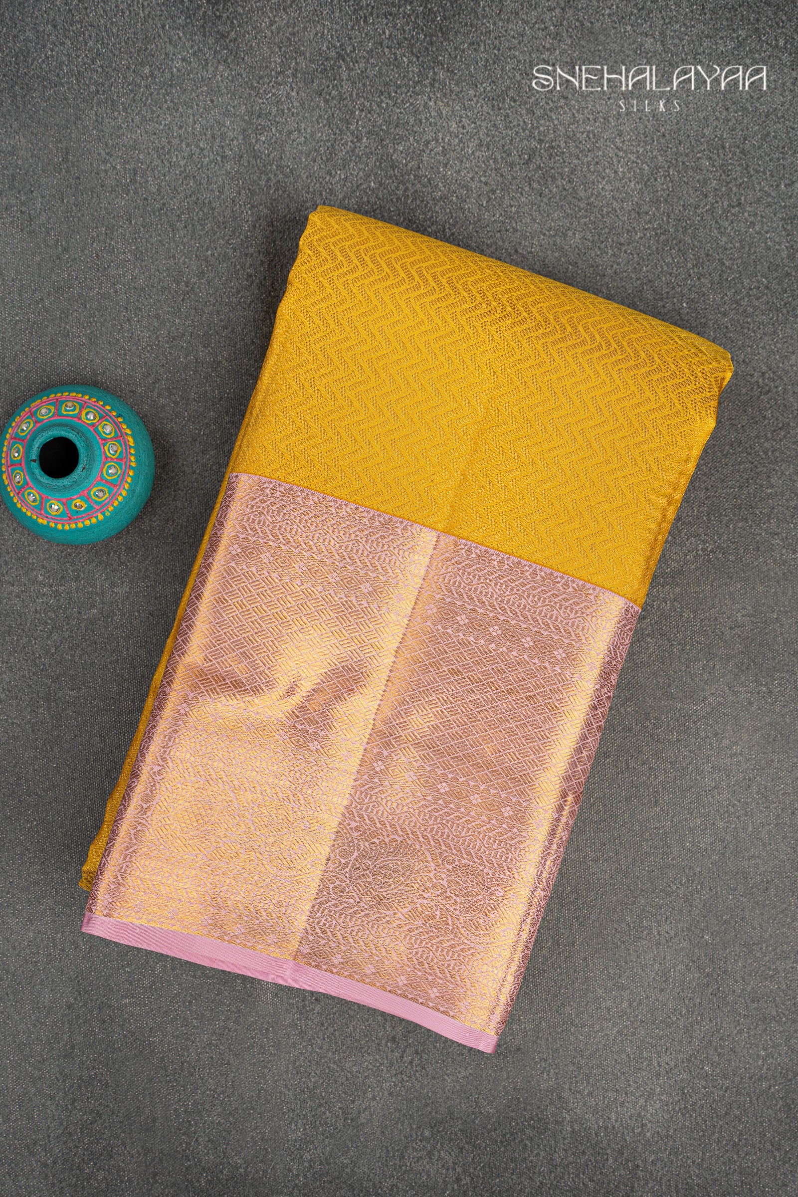 Mustard Yellow Kancheevaram Silk Saree