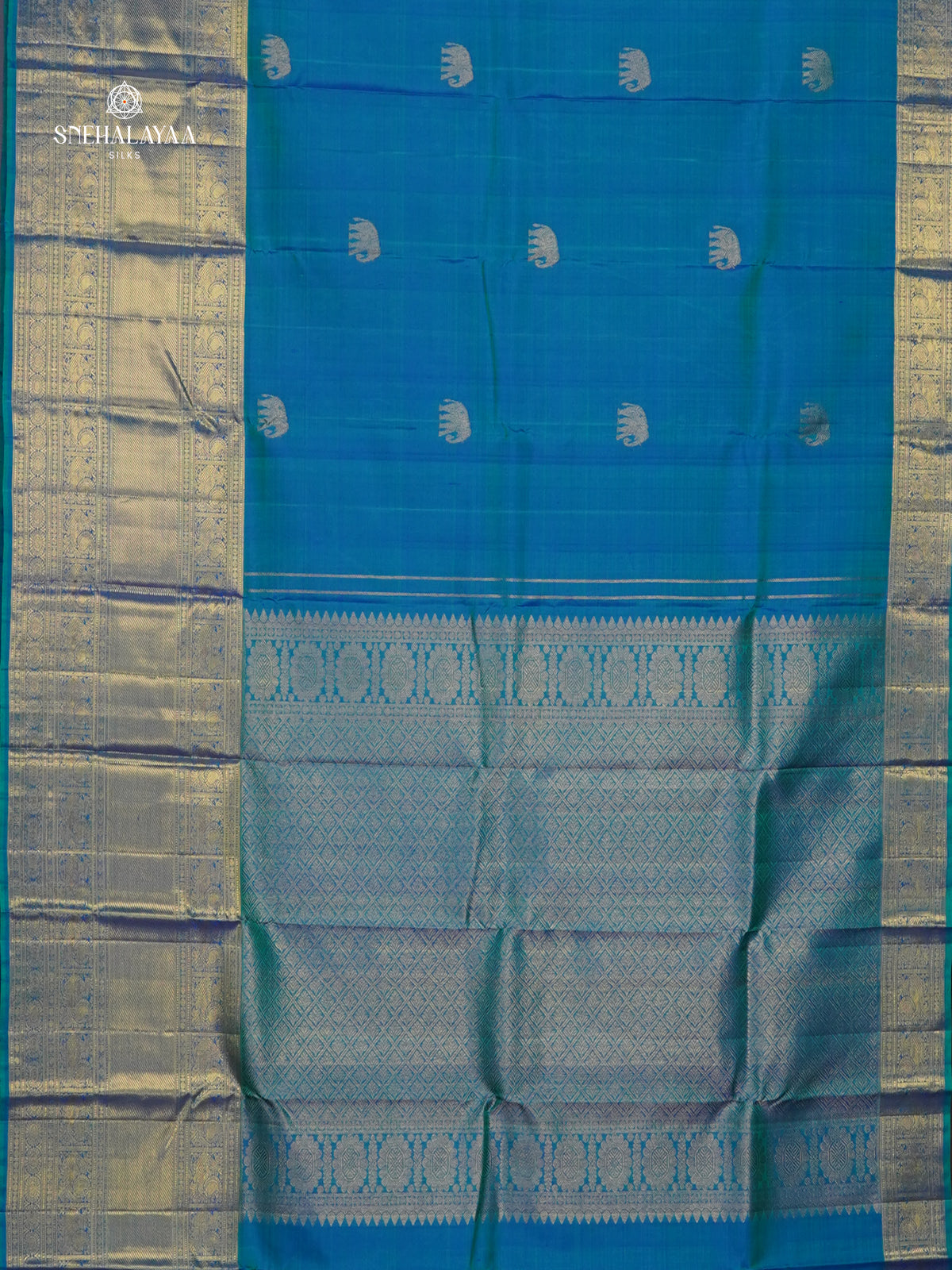Peacock Blue Kanjivaram Silk Saree