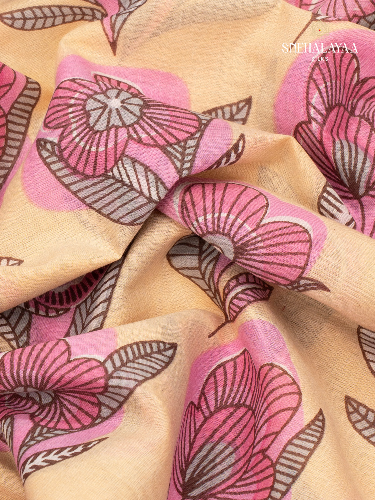 Beige Jaipur Cotton Saree