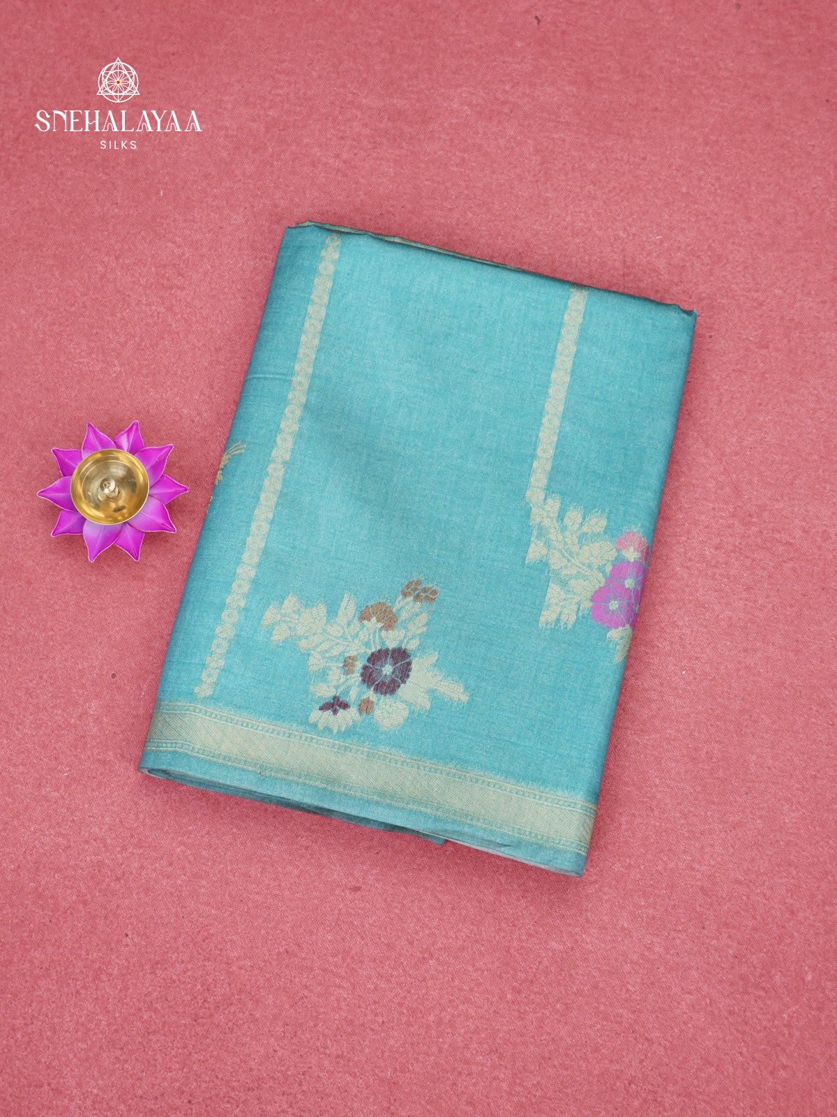 Ocean Blue Jute Saree