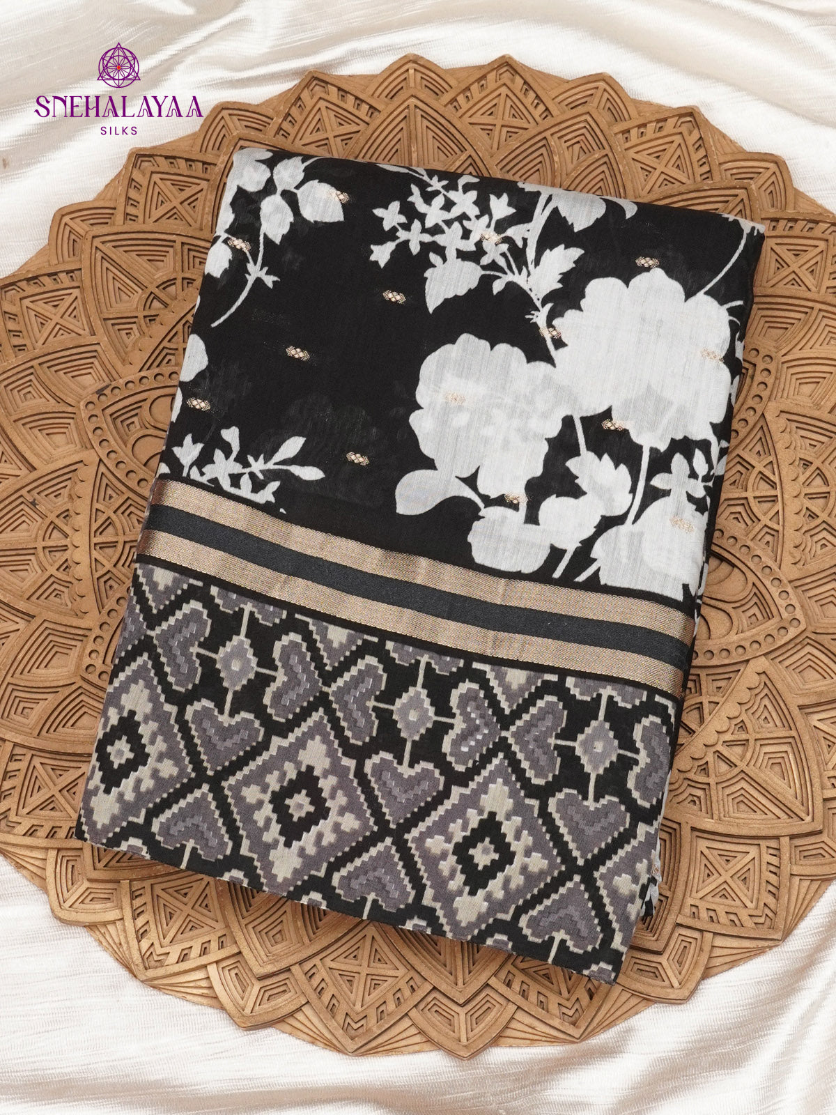 Black Chanderi Saree