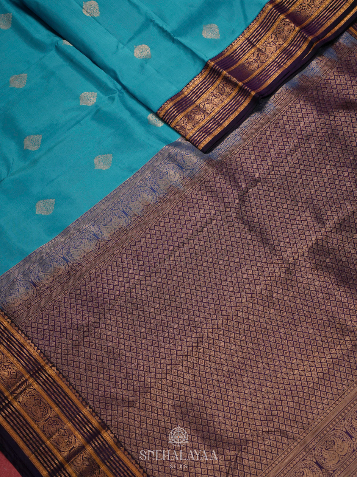 Sky Blue Kanjivaram Silk Saree