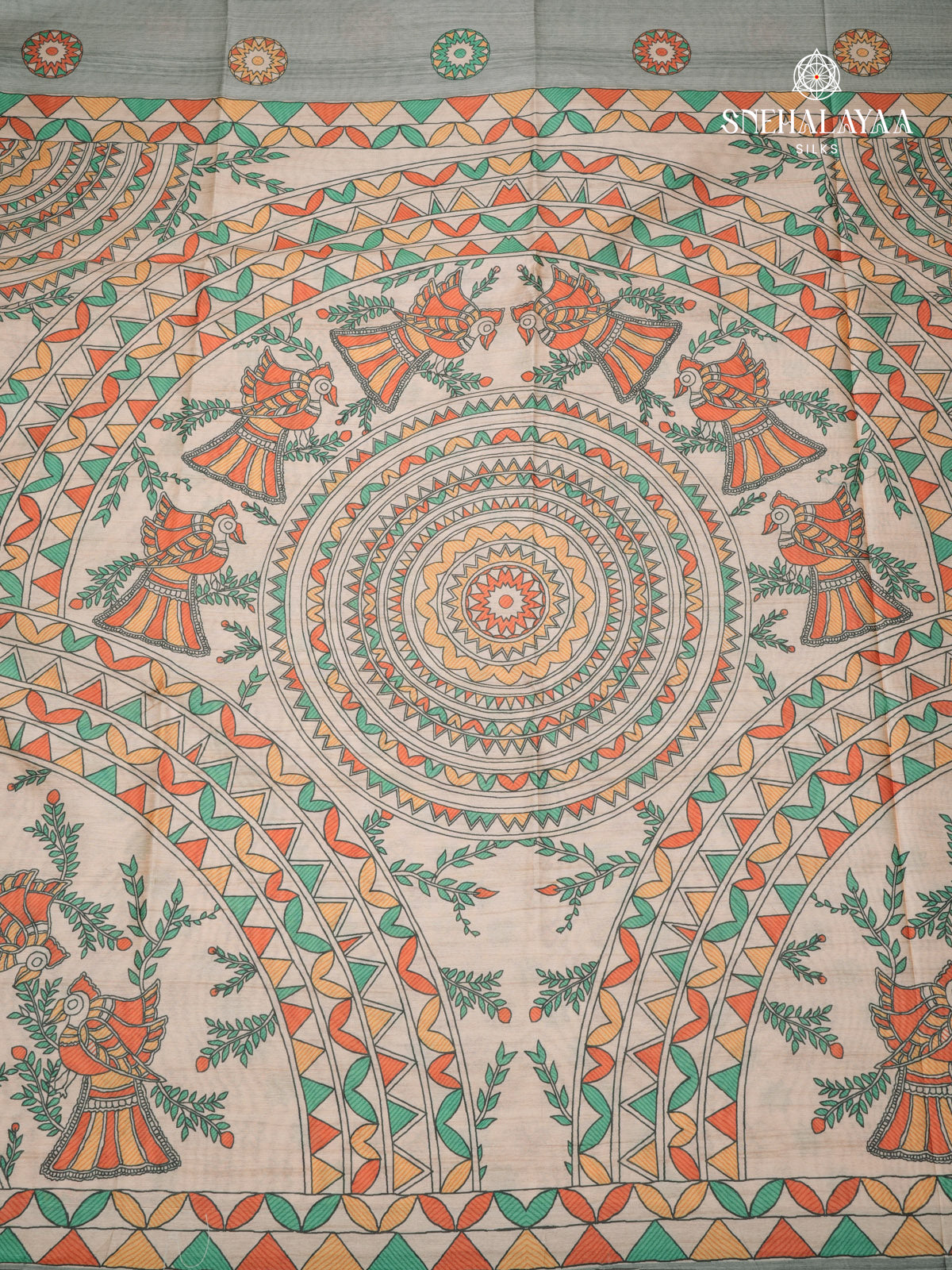 Grey Madhubani Printed Saree