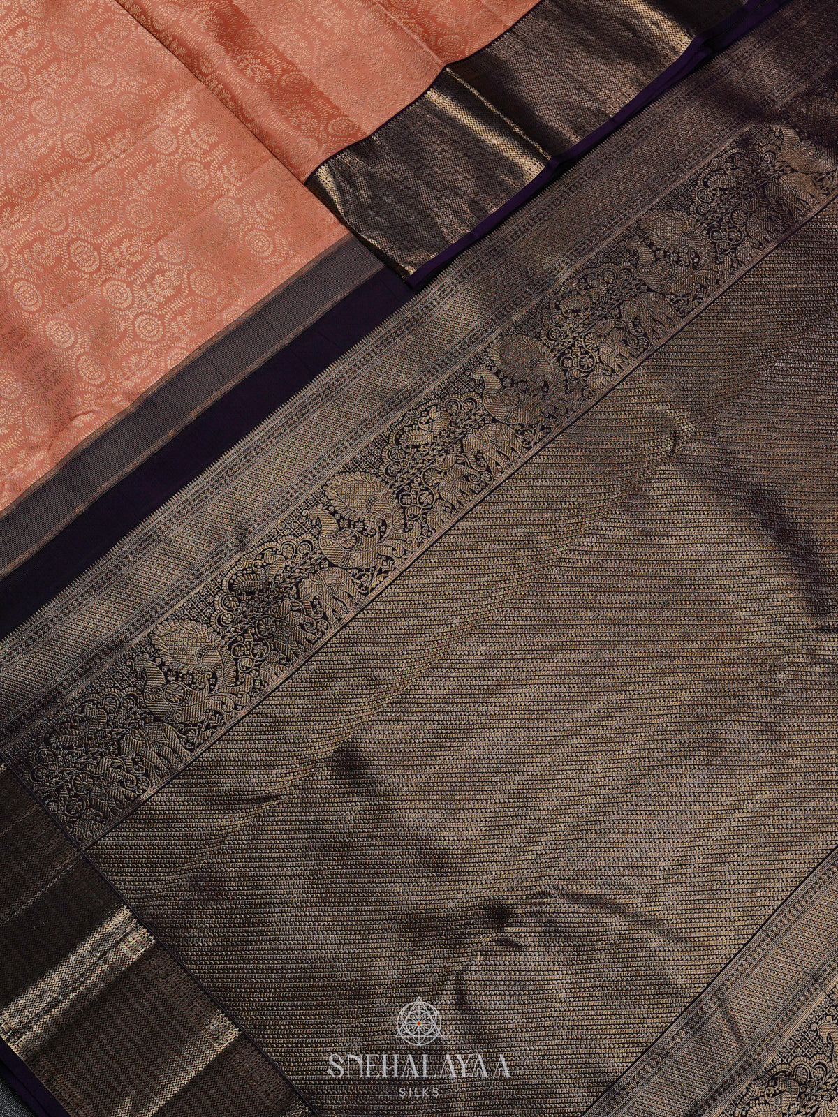 Peach Kanjivaram Silk Saree