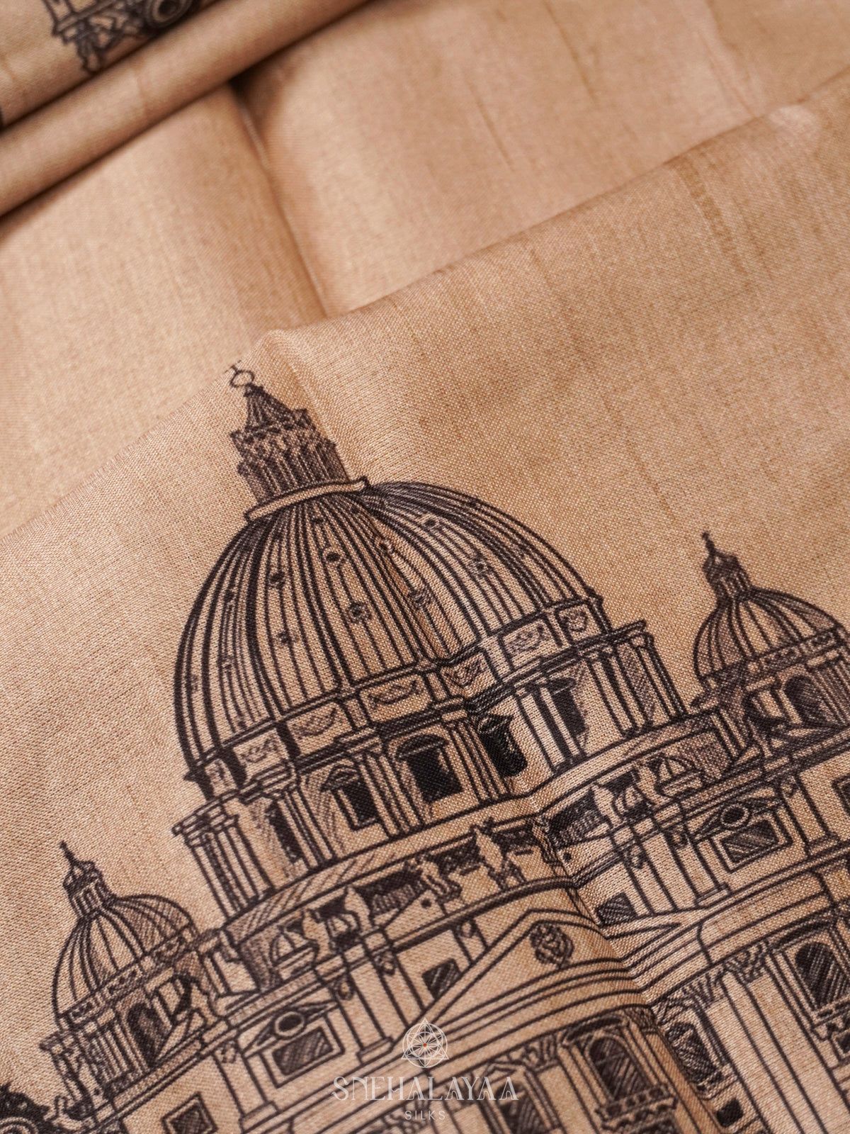 Beige With Teal Border Tussar Saree