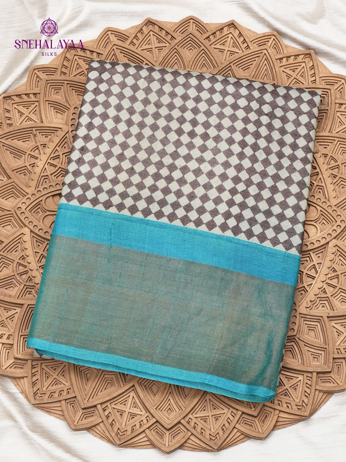 Grey Tussar Silk Saree