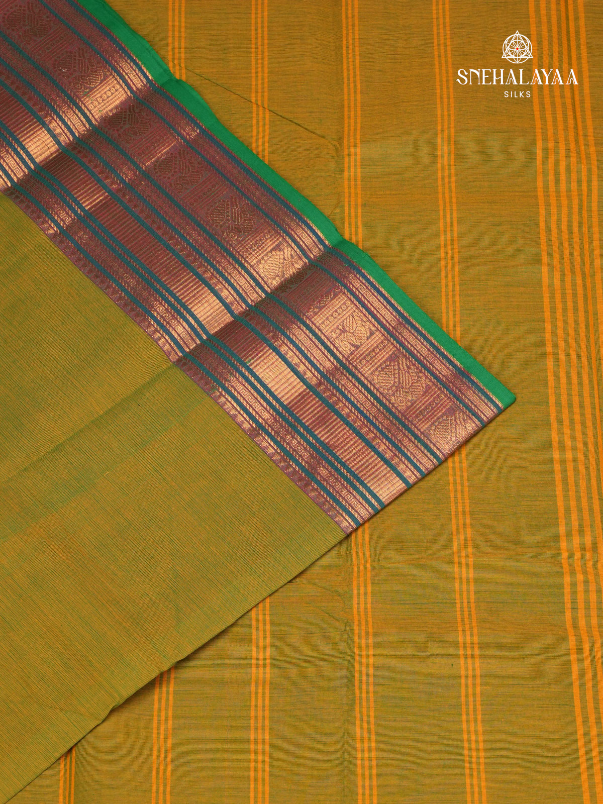 Mustard Yellow Kanchi Cotton Saree