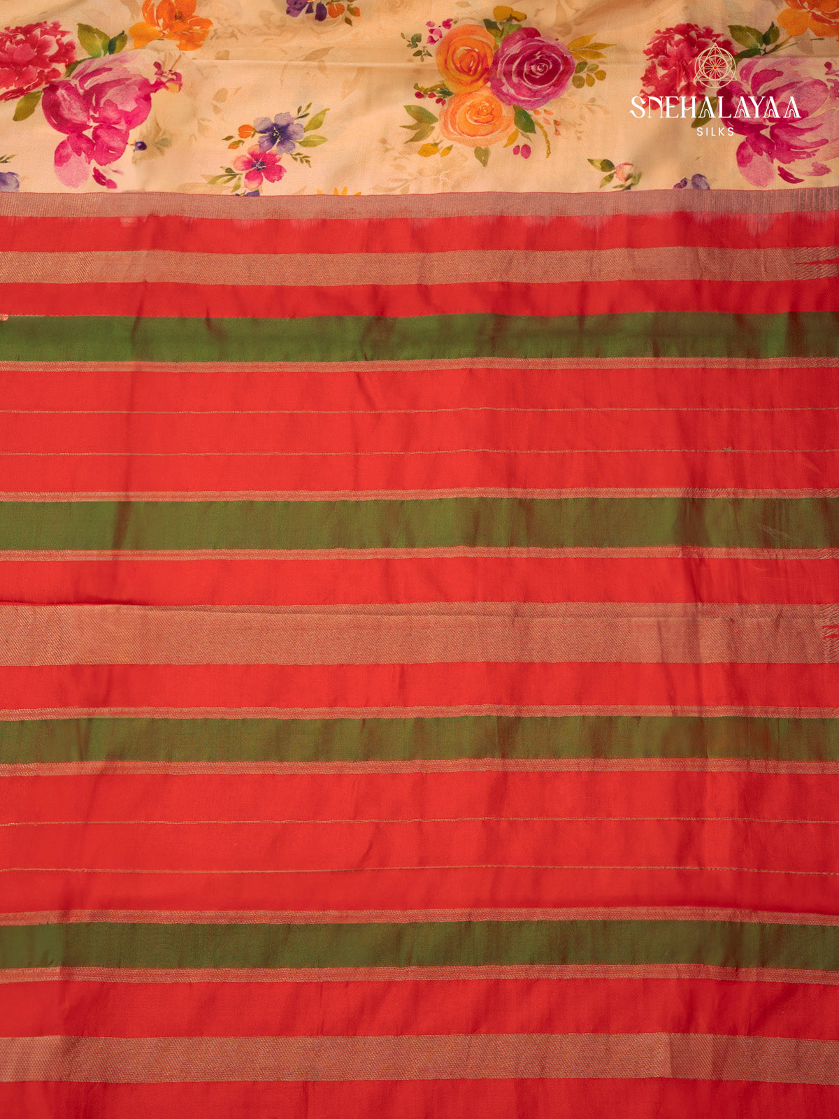 Peach Printed Kanjivaram Silk Saree