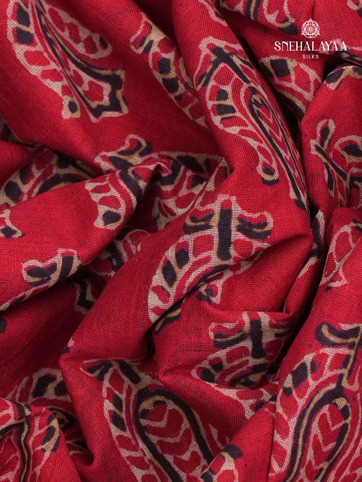 Red Jaipur Cotton Saree