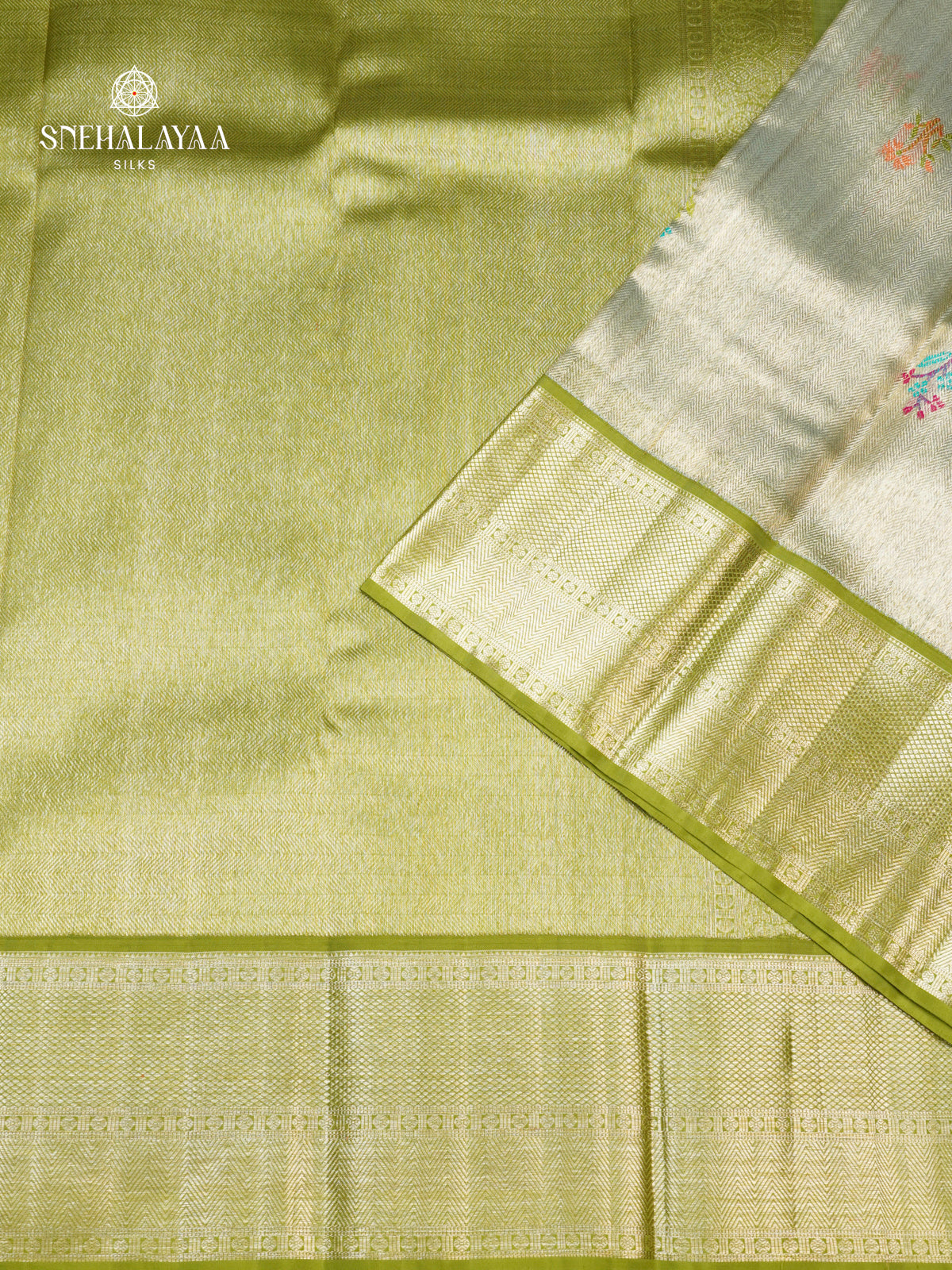 Silver Grey Kanjivaram Silk Saree