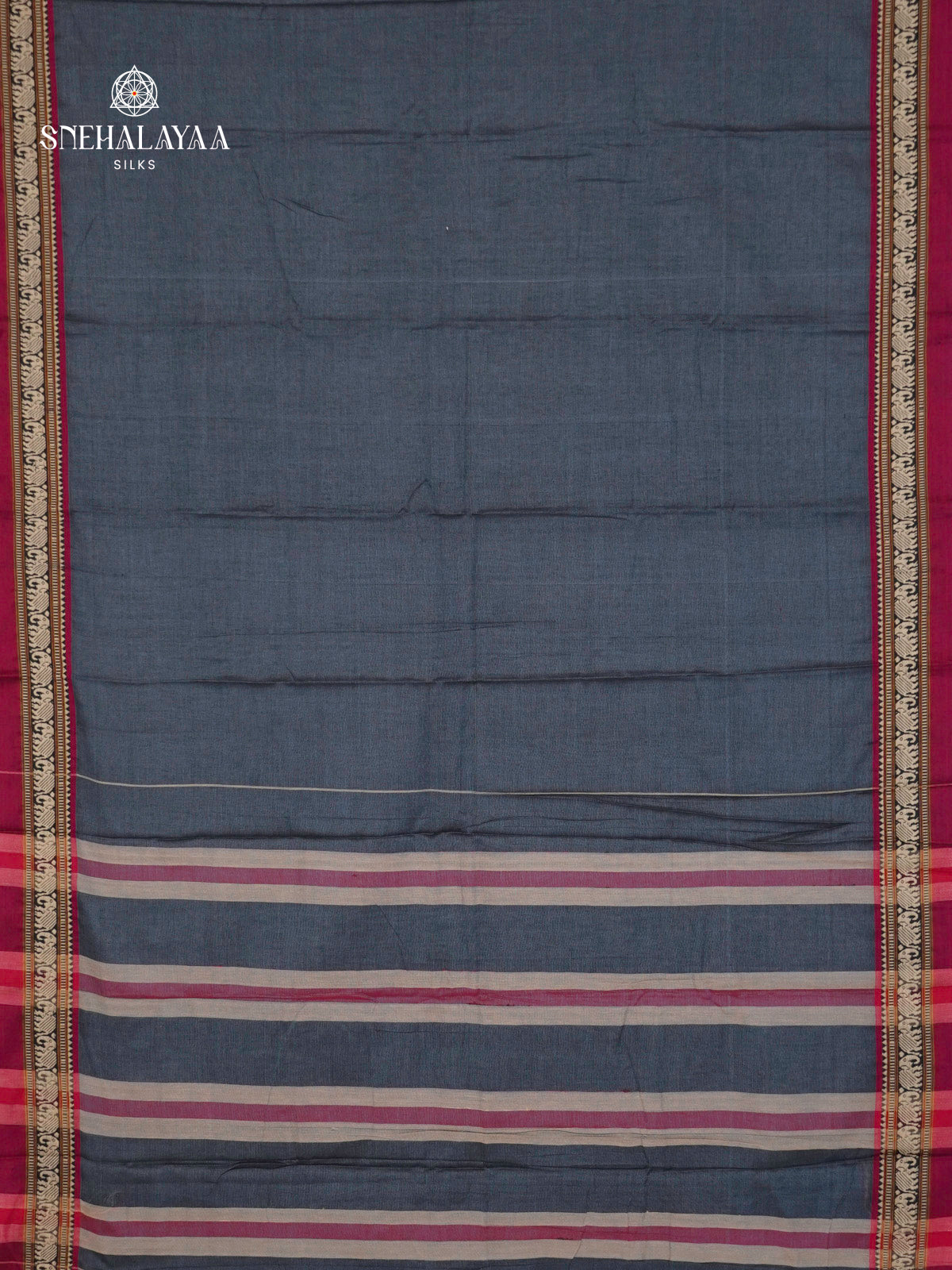 Charcoal Ash Narayanpet Cotton Saree without Blouse