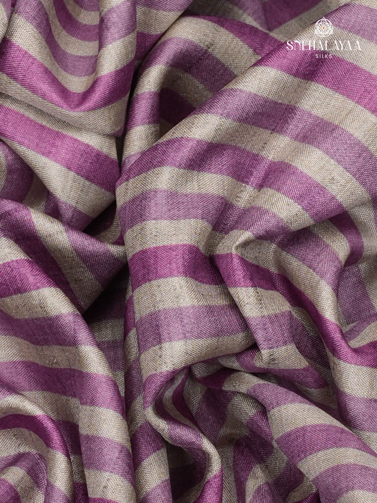 Purple Printed Tussar Saree