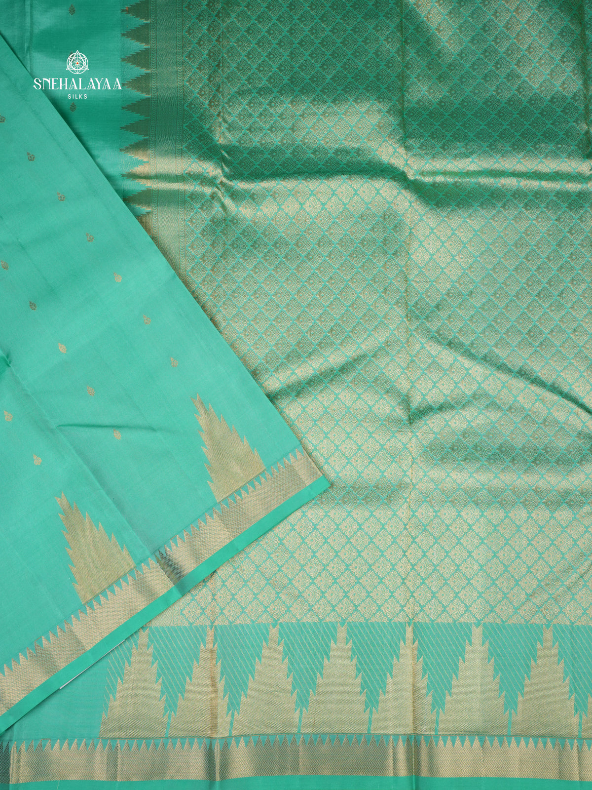 Seafoam Green Kanjivaram Silk Saree