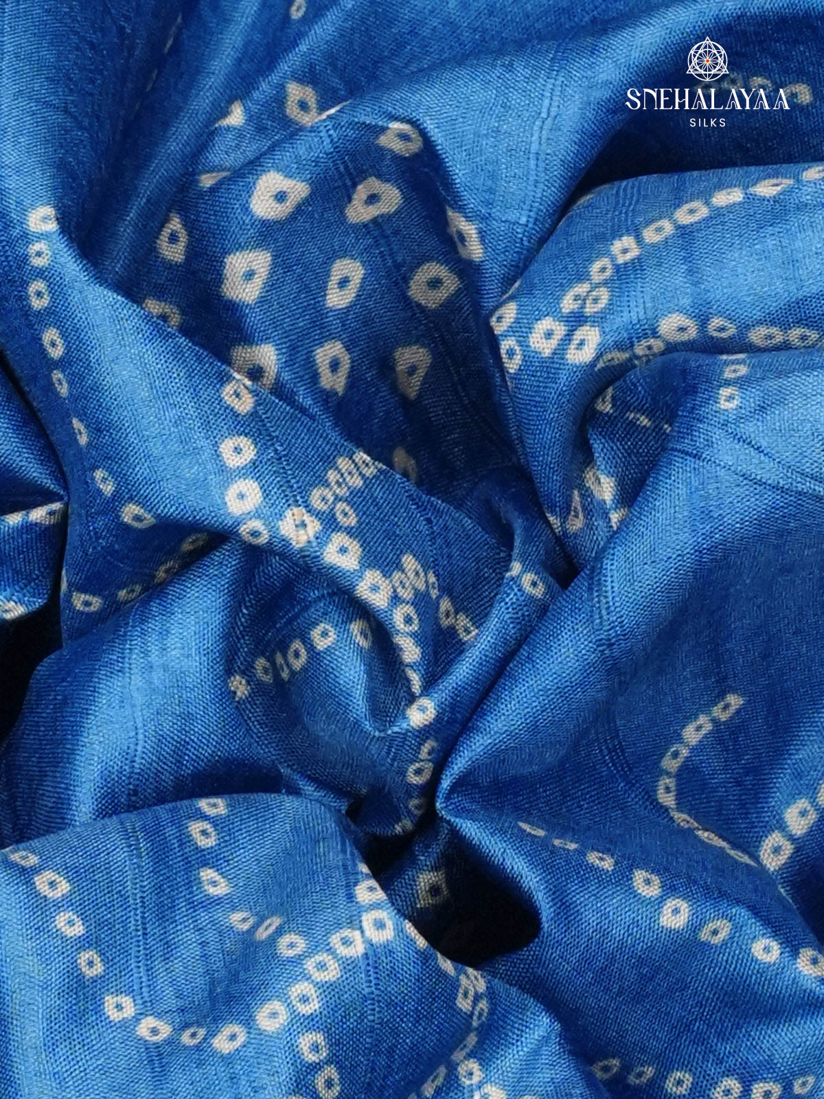 Royal Blue Printed Tussar Saree