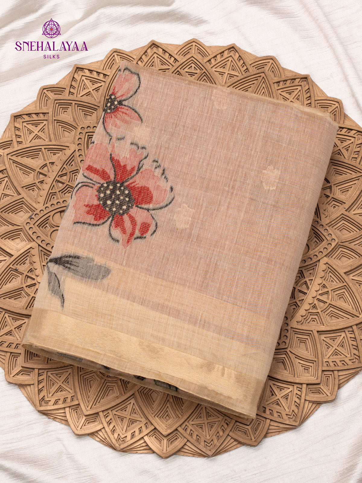 Peach Munga Cotton Saree