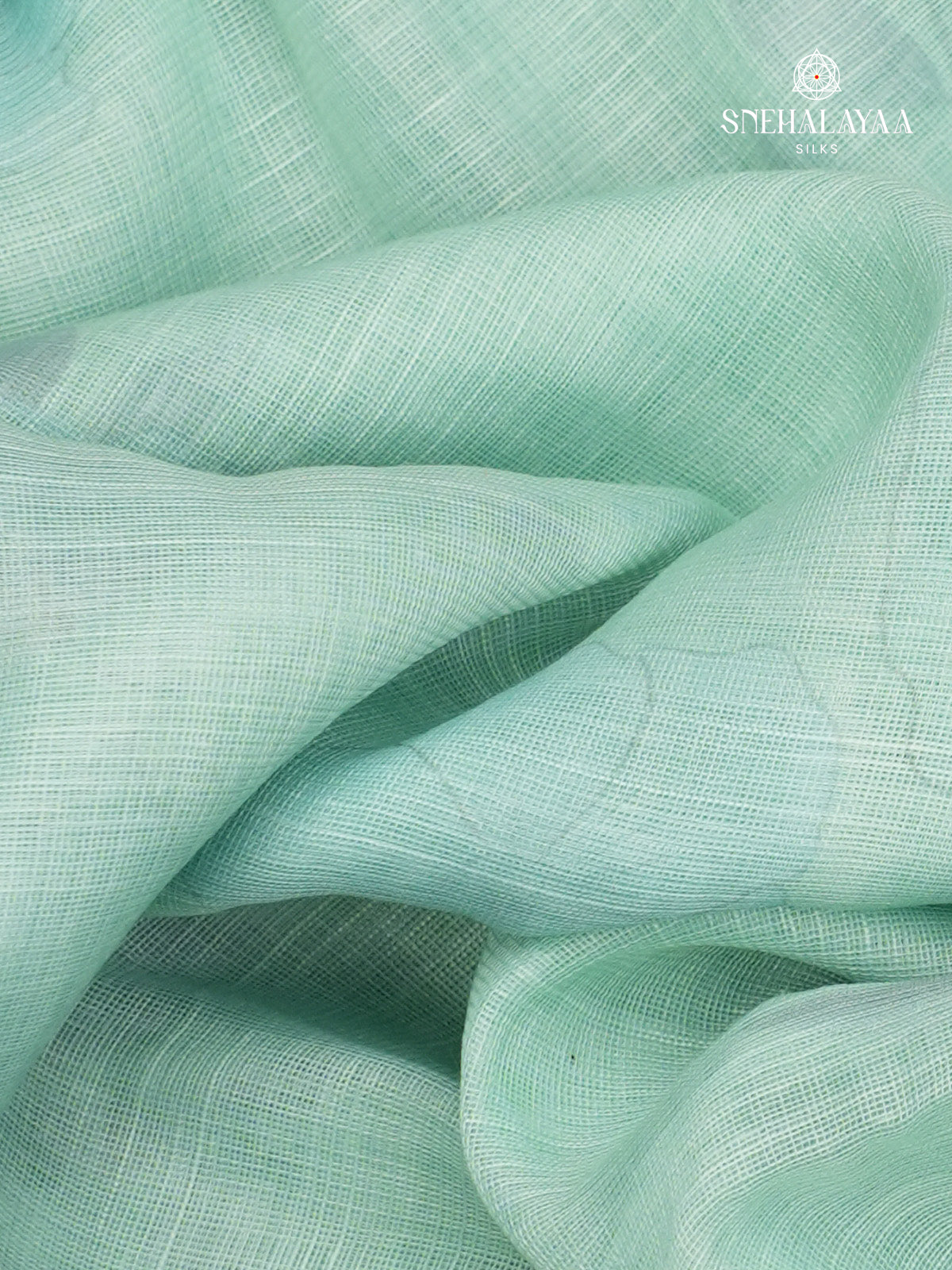 Pastel Blue Printed Linen Saree